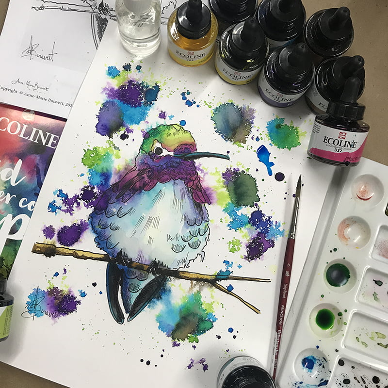 L’Ecoline est une aquarelle liquide aux couleurs éclatantes