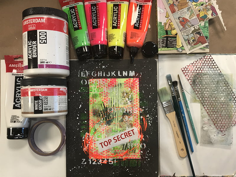 Collage et coloration avec acrylique Reflex Amsterdam